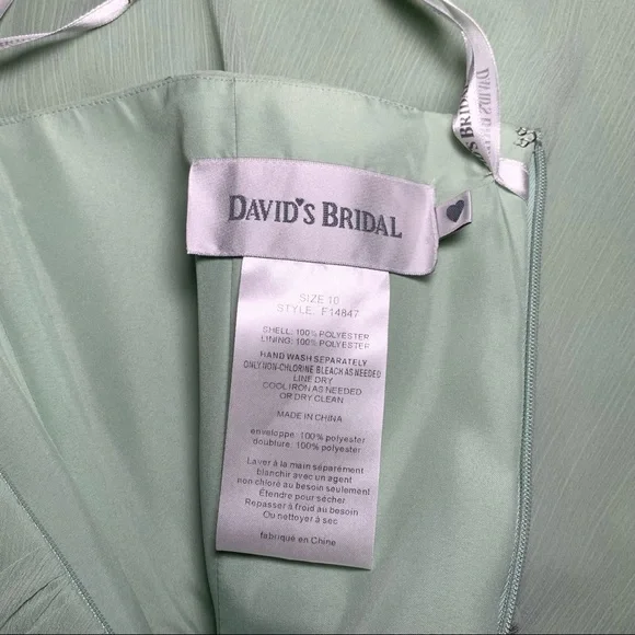 David’s Bridal Sage Green Strapless Chiffon Cocktail Dress Wedding Party - Picture 11 of 11